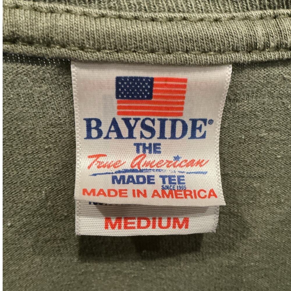 Bayside Mens USMC Tee Size M Army Green T-shirt Made in USA US Marines Military - Picture 2 of 6